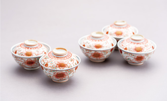 三井御浜焼　南京赤絵蓋茶碗　永楽保全作(1854年)